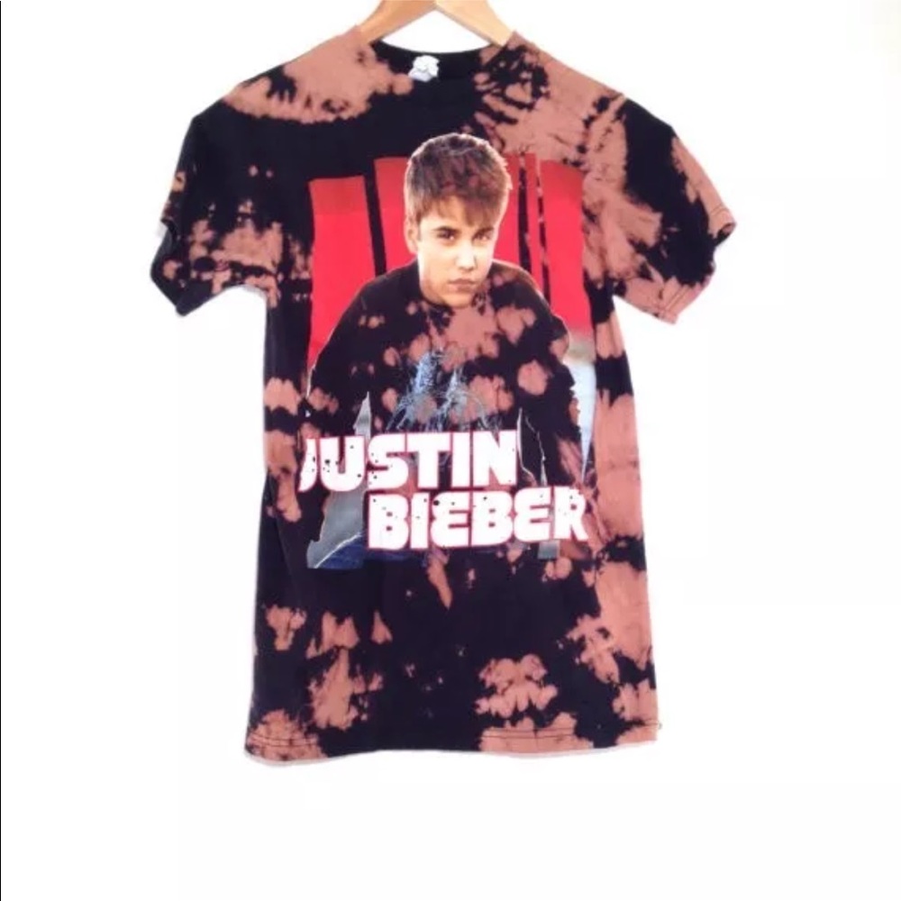 Justin Bieber Band T Shirt Tye Dye Black Small